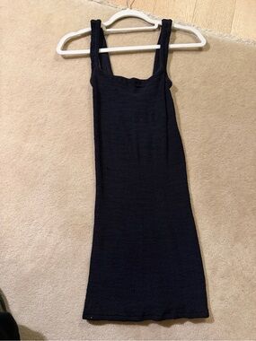 Hunza G Classic Black Ribbed Tank Dress - Women